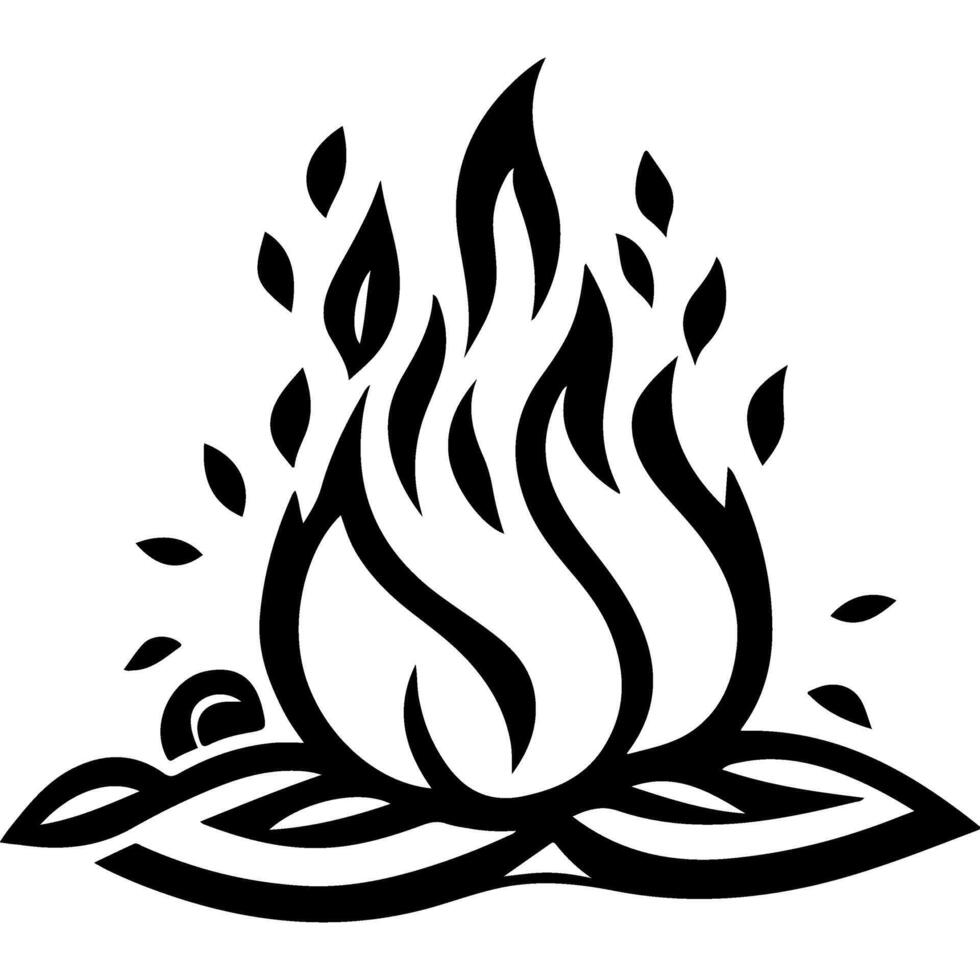 Fire flower with burning tongues of flame vector