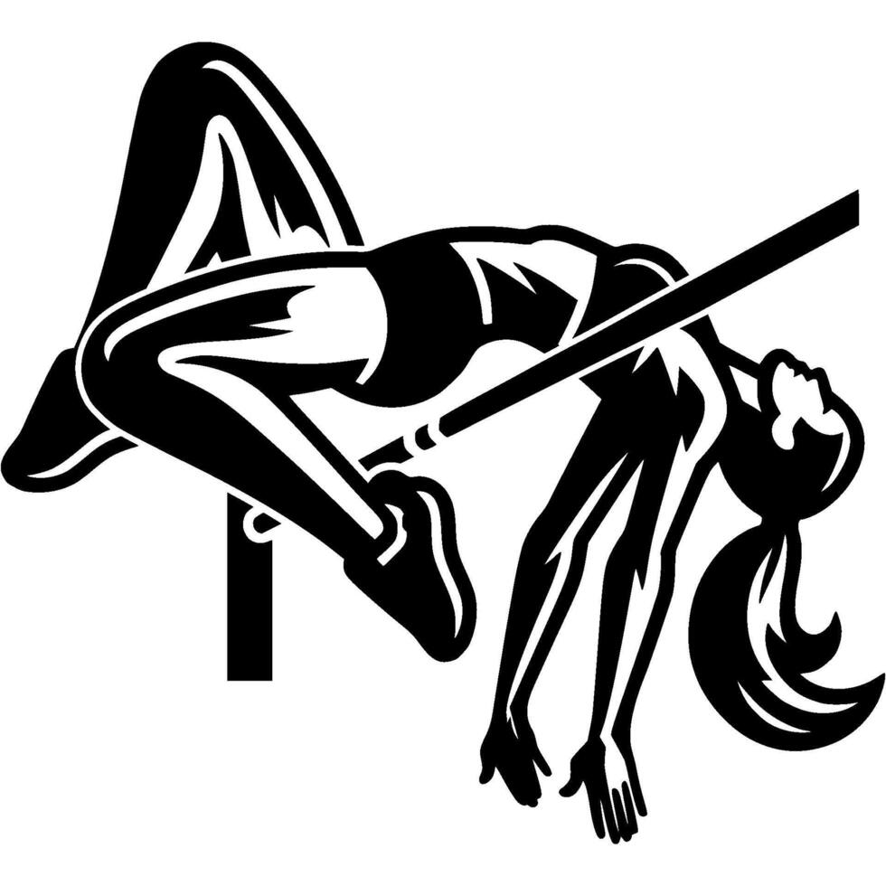 Girl athlete high jumper jumps over an obstacle vector