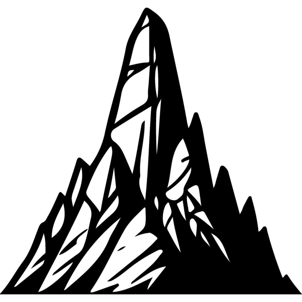 Emblem of mountain peak landmark on tourist route vector