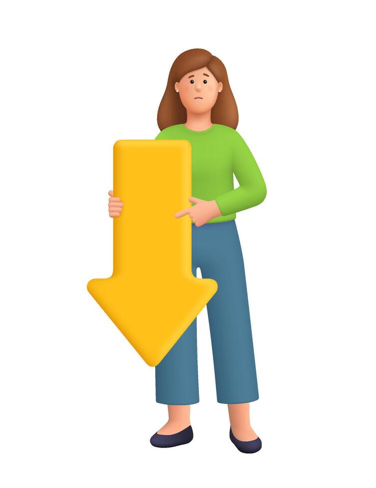 Woman with a yellow arrow sign vector