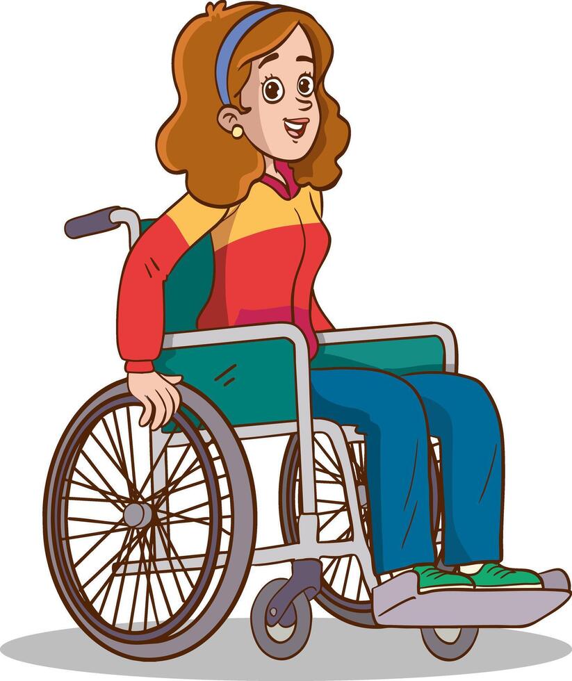 Young girl in a wheelchair vector
