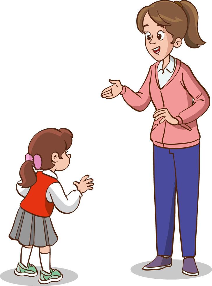 Mother and daughter having a conversation vector