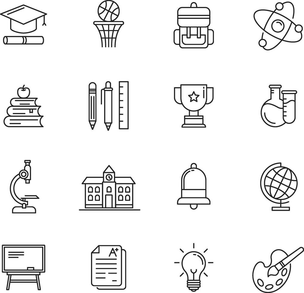 Back To School Line Icons Set vector