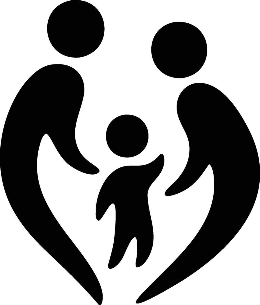 Family Love Silhouette with Heart Shape Arms vector