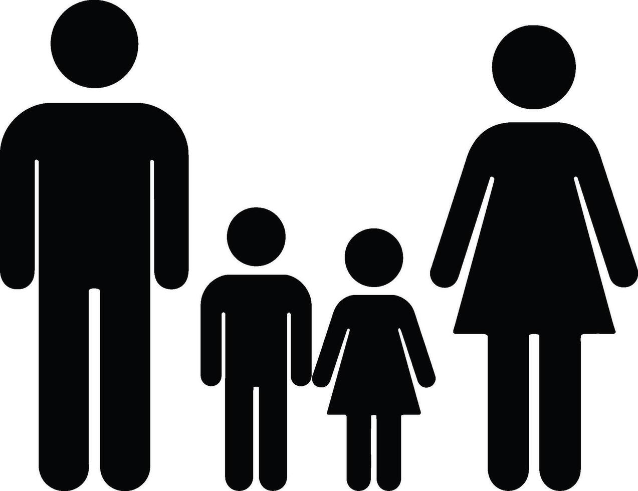 Family Silhouette with Four Members vector
