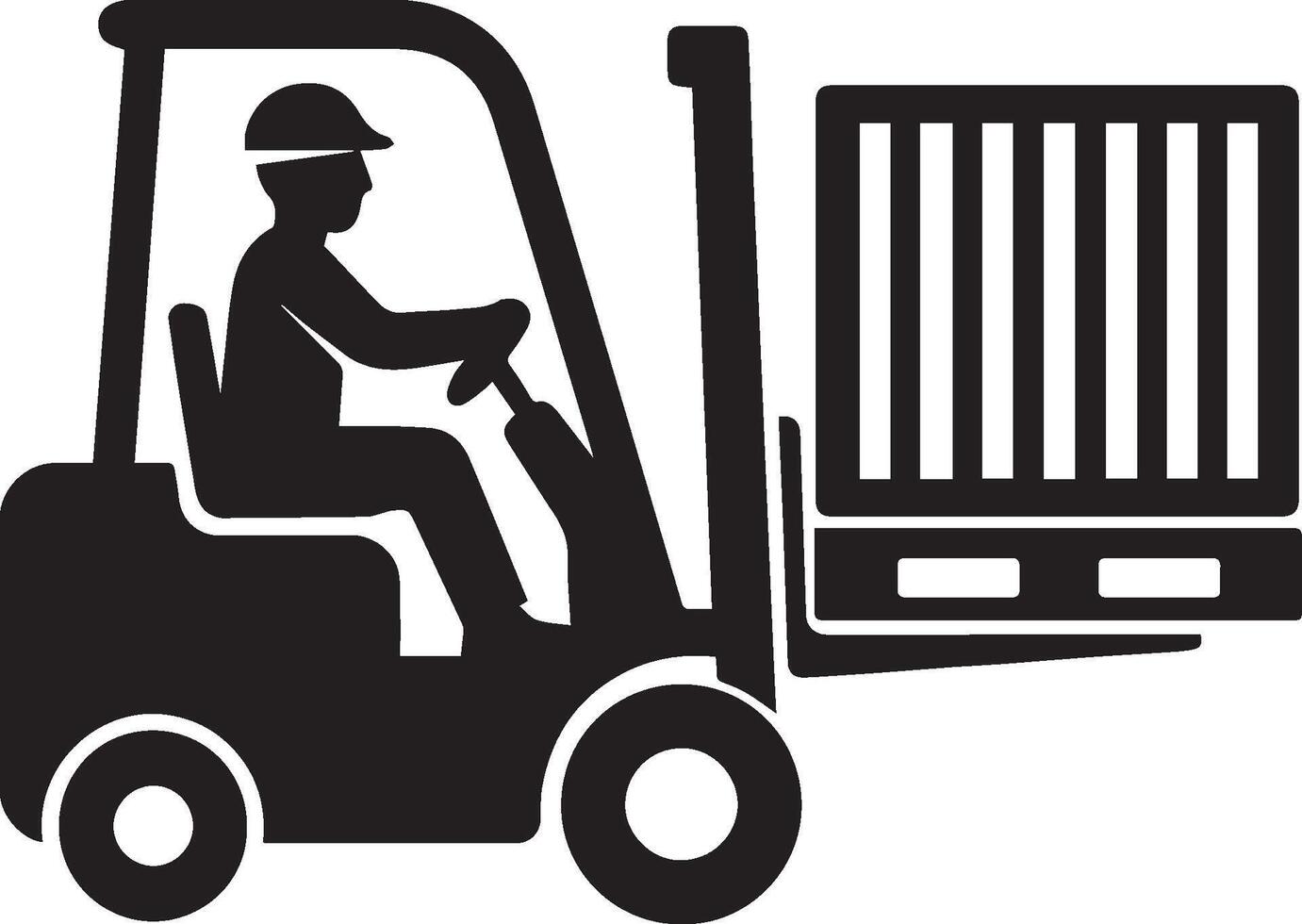 Forklift Worker Moving Cargo in Warehouse Loader Silhouette vector