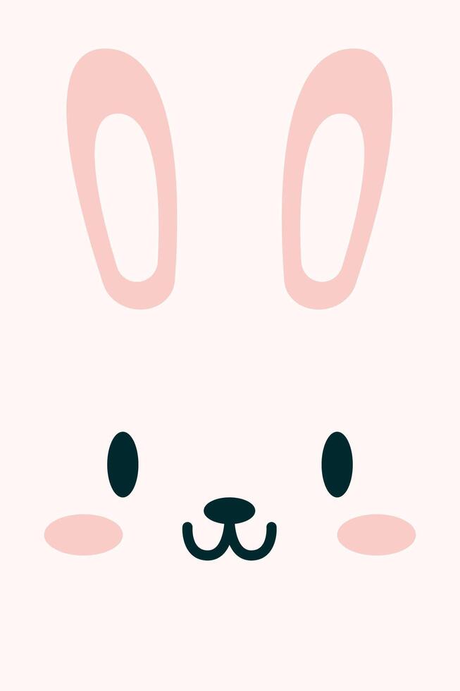 Cute Bunny Face with Whimsical Charm. Perfect for kids' decor vector