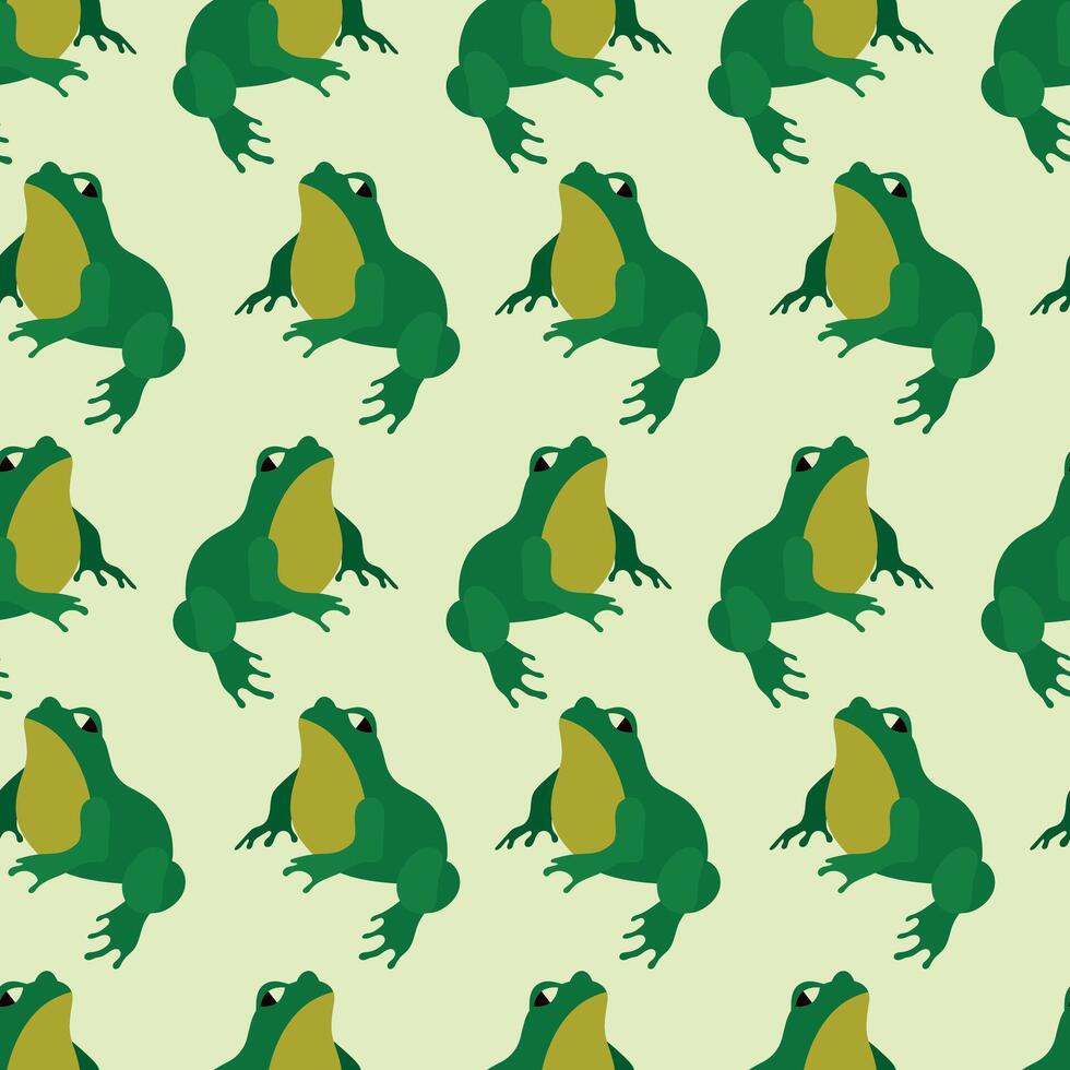 Frog Seamless Pattern Illustration. Ideal for fabric design, wallpaper, and playful graphic projects vector