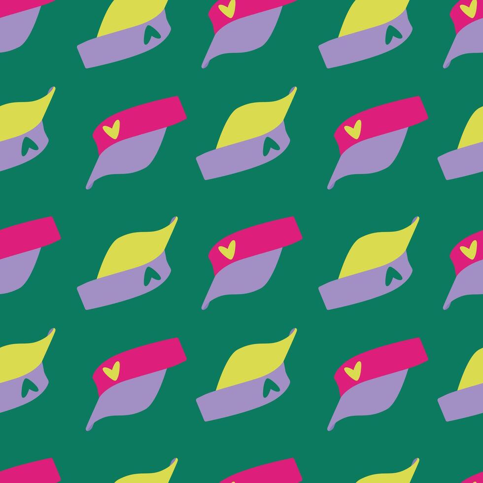 Colorful Visor Cap Seamless Pattern. vector