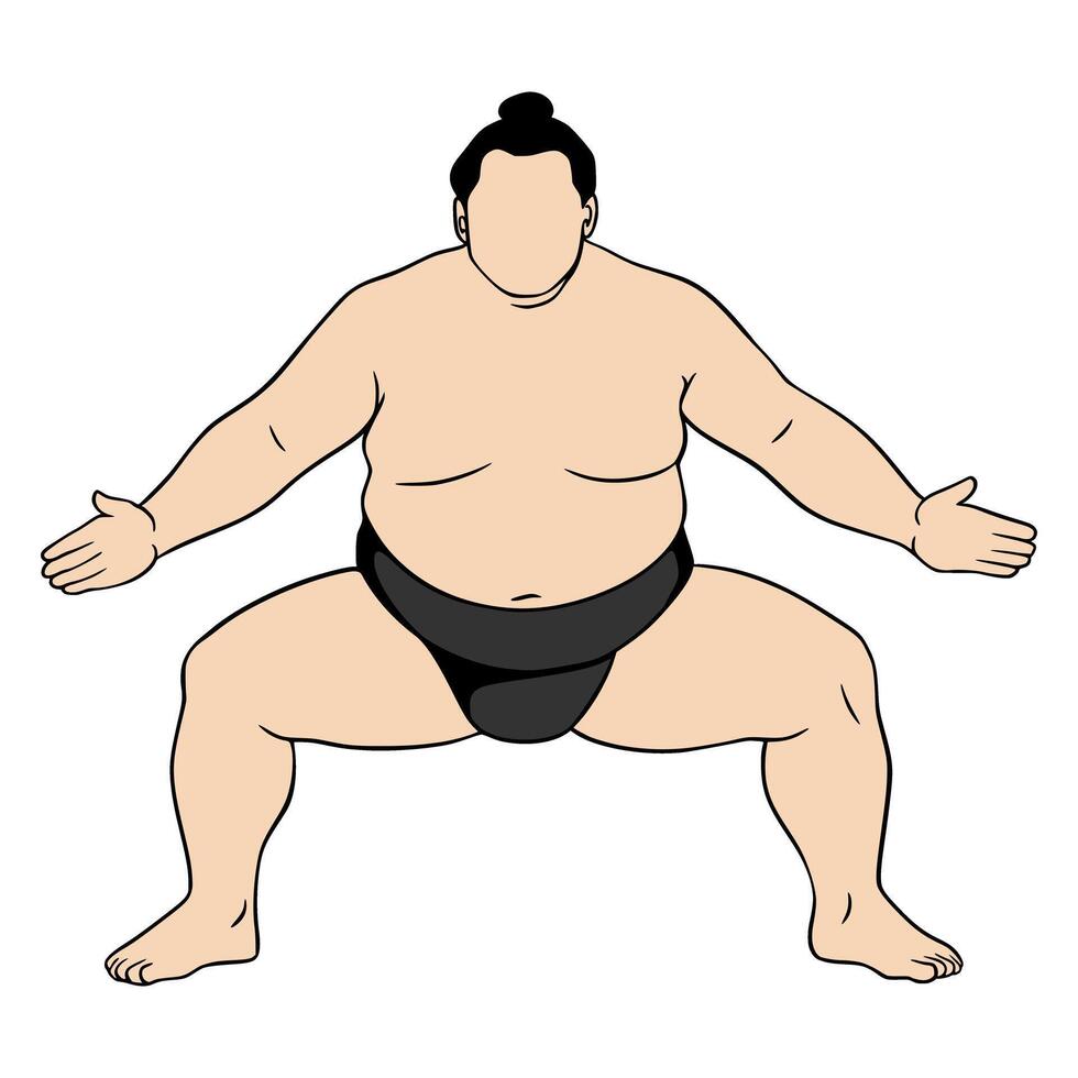 Illustration Sumo Cartoon Character Simple vector