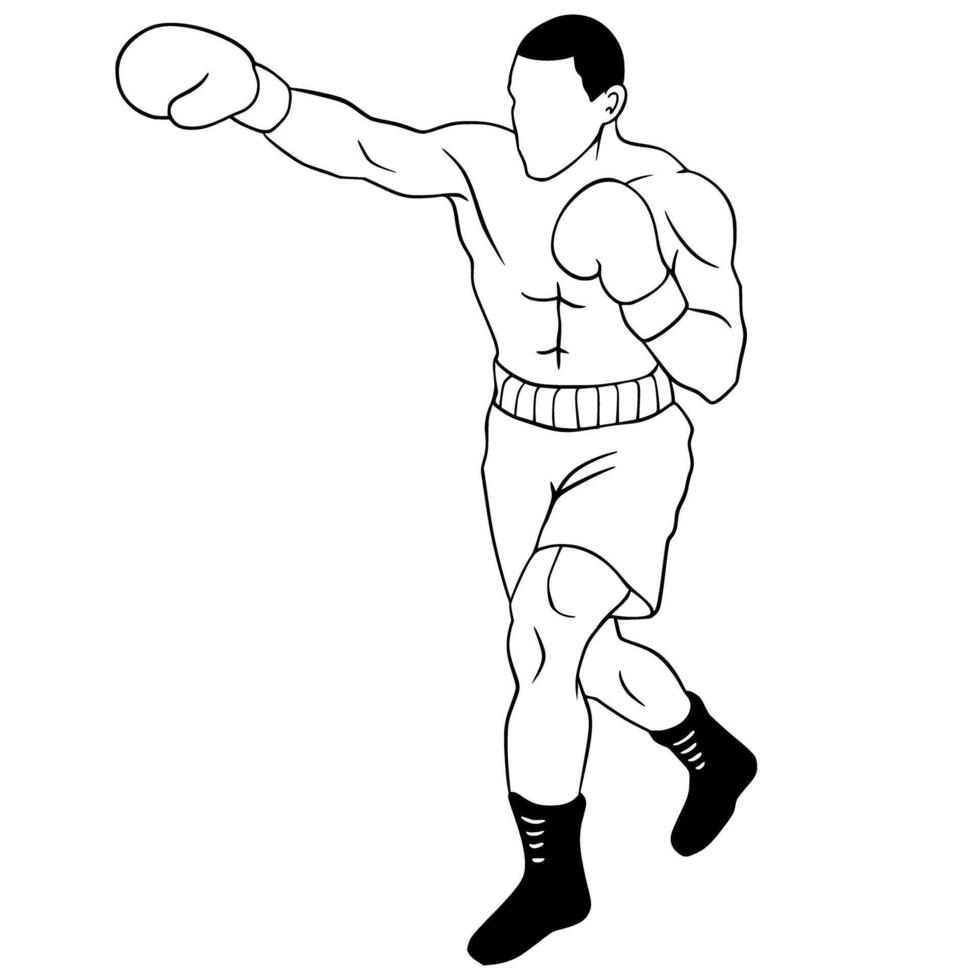 Fighter Boxing Outline Illustration Cartoon vector