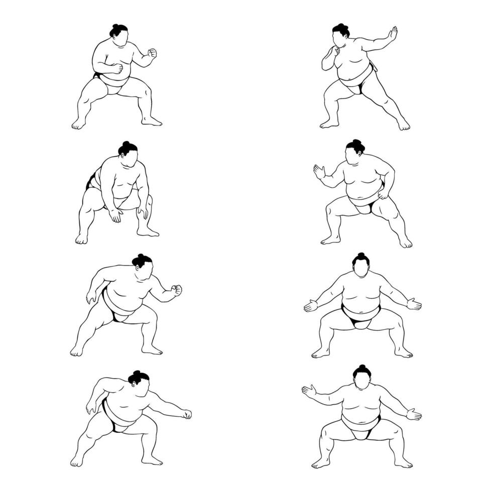 Sumo Illustration Outline Digital Drawing vector