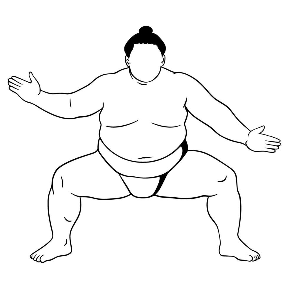 Sumo Illustration Character Outline Art vector