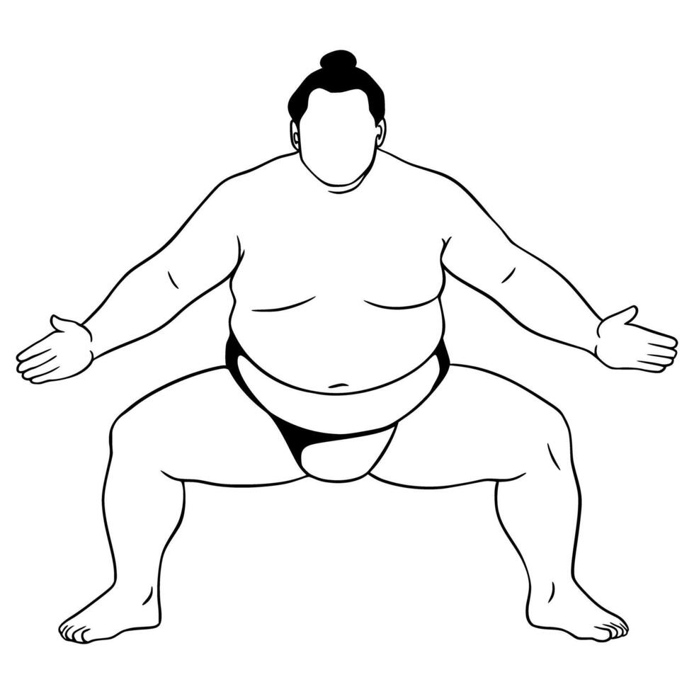 Sumo Character Illustration Outline Art vector