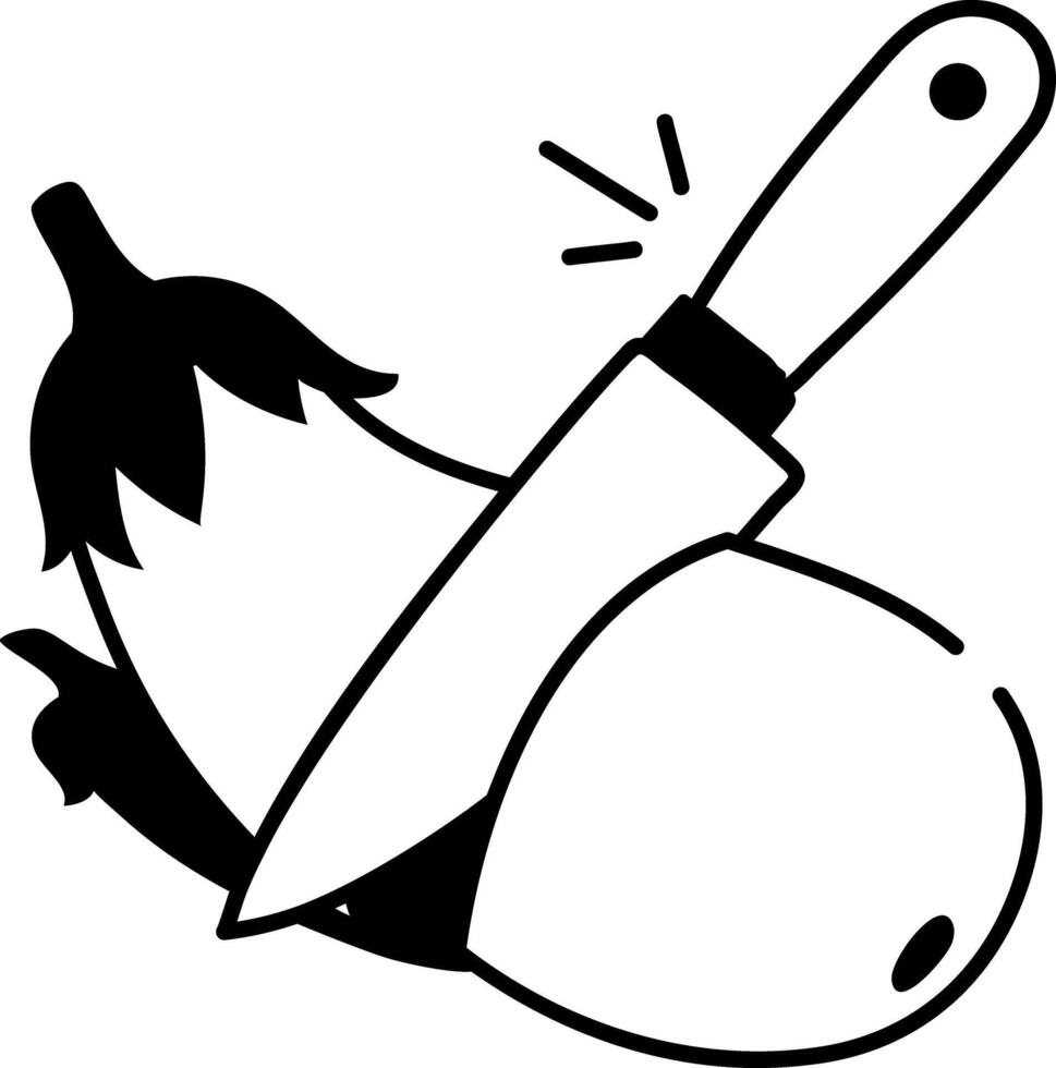A sketchy style icon depicting eggplant vector