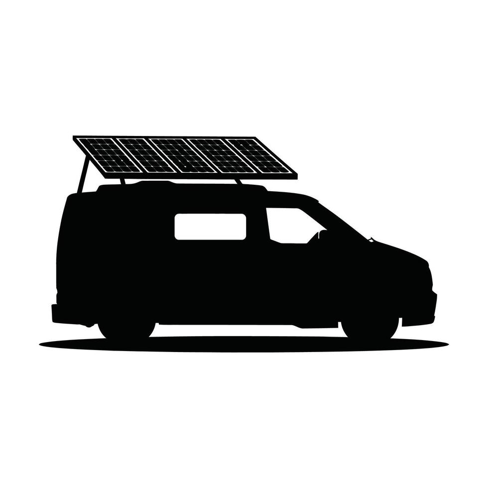 Solar panel equipped van sustainable transportation eco friendly vehicle vector