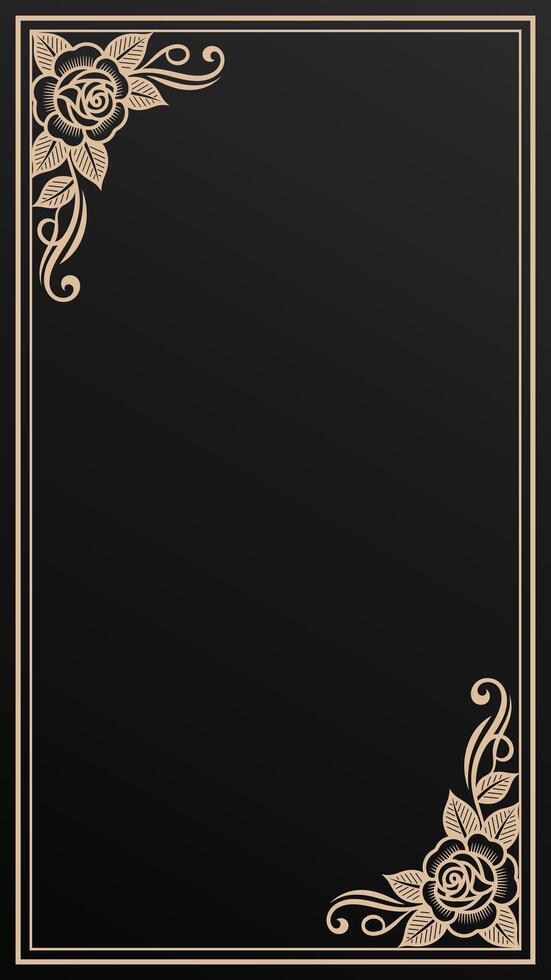 Elegant black and beige rose corner frame vector