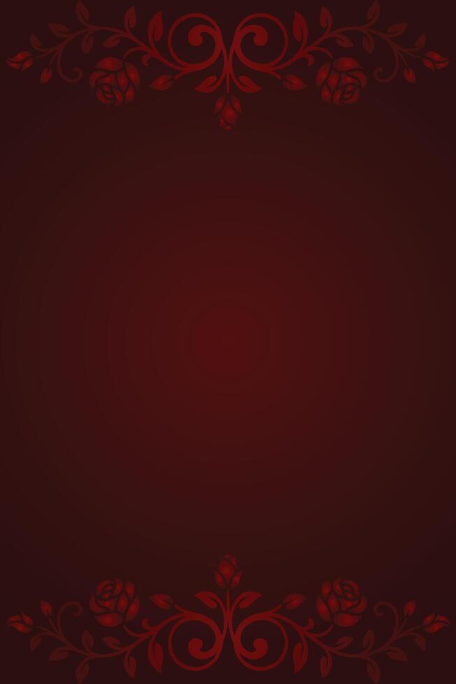 Elegant red rose and vine border background vector