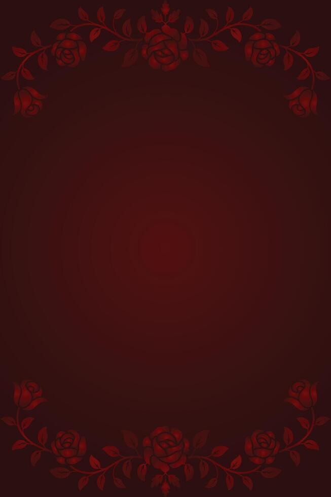 Dark red background with elegant rose border vector