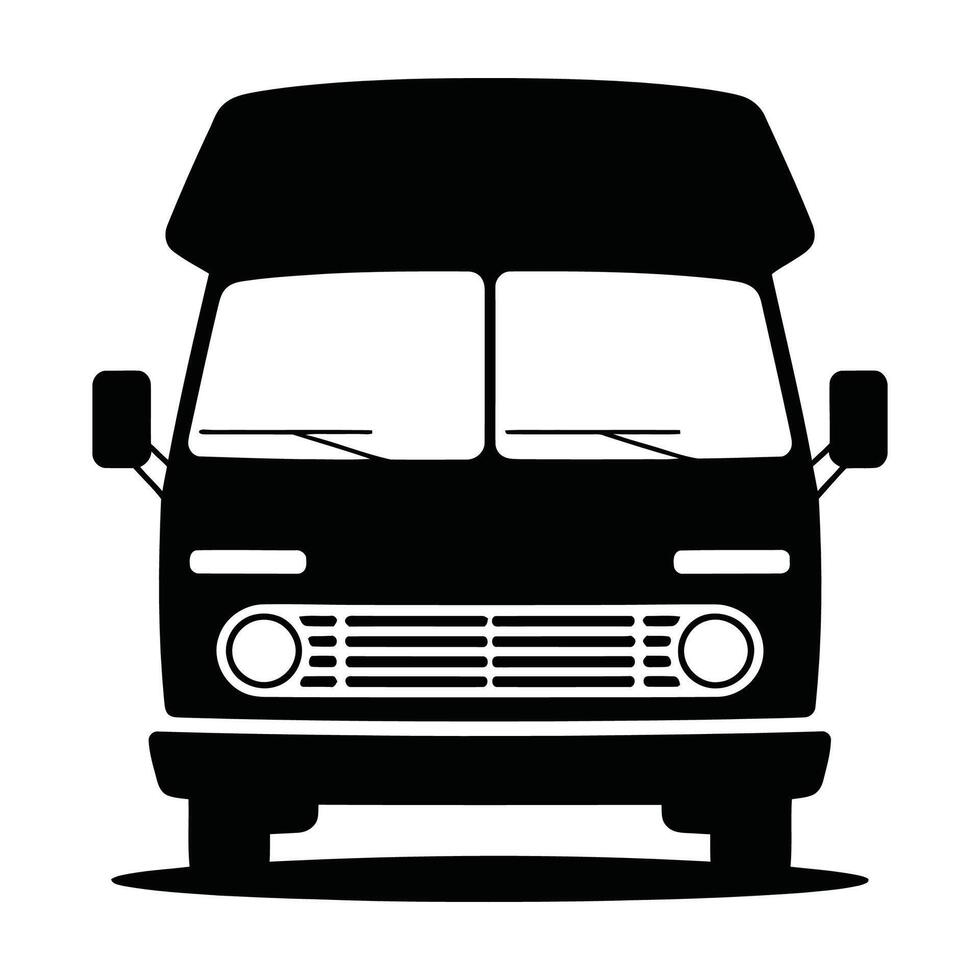 Classic camper van silhouette front view travel adventure vector
