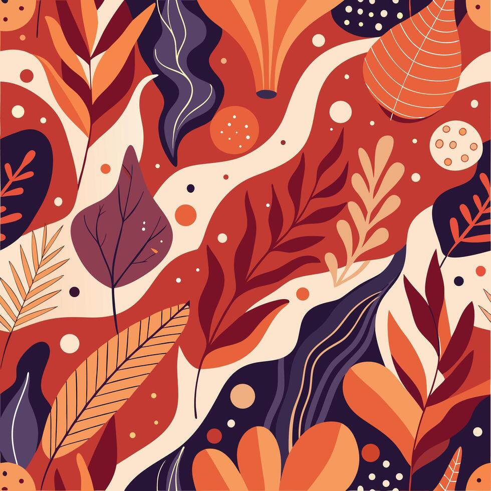 seamless pattern with leaves and flowers vector