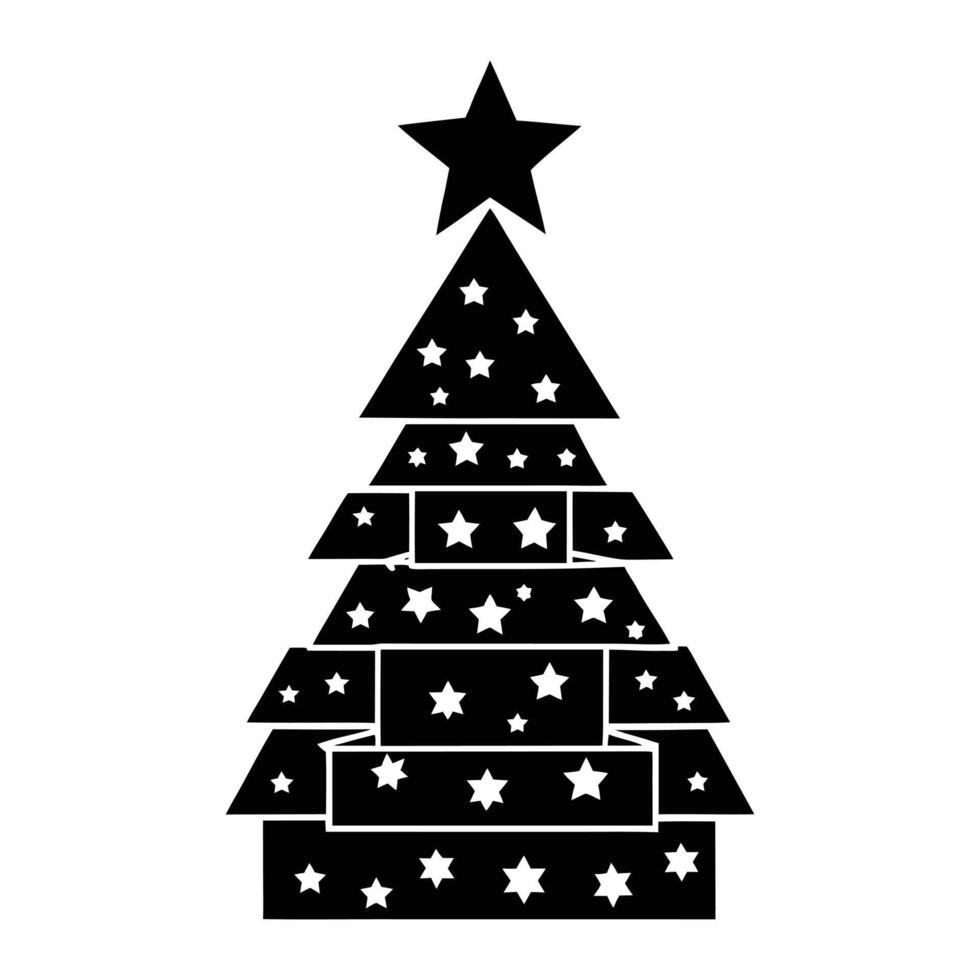 christmas tree silhouette illustration white background. vector