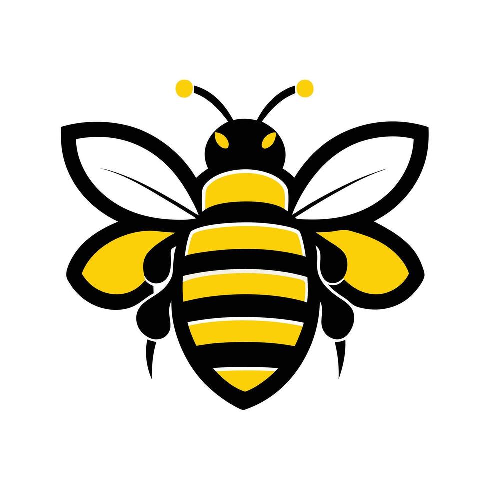 a bee logo with yellow and black stripes vector