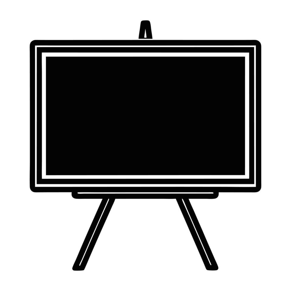 black and white illustration of a black and white easel vector