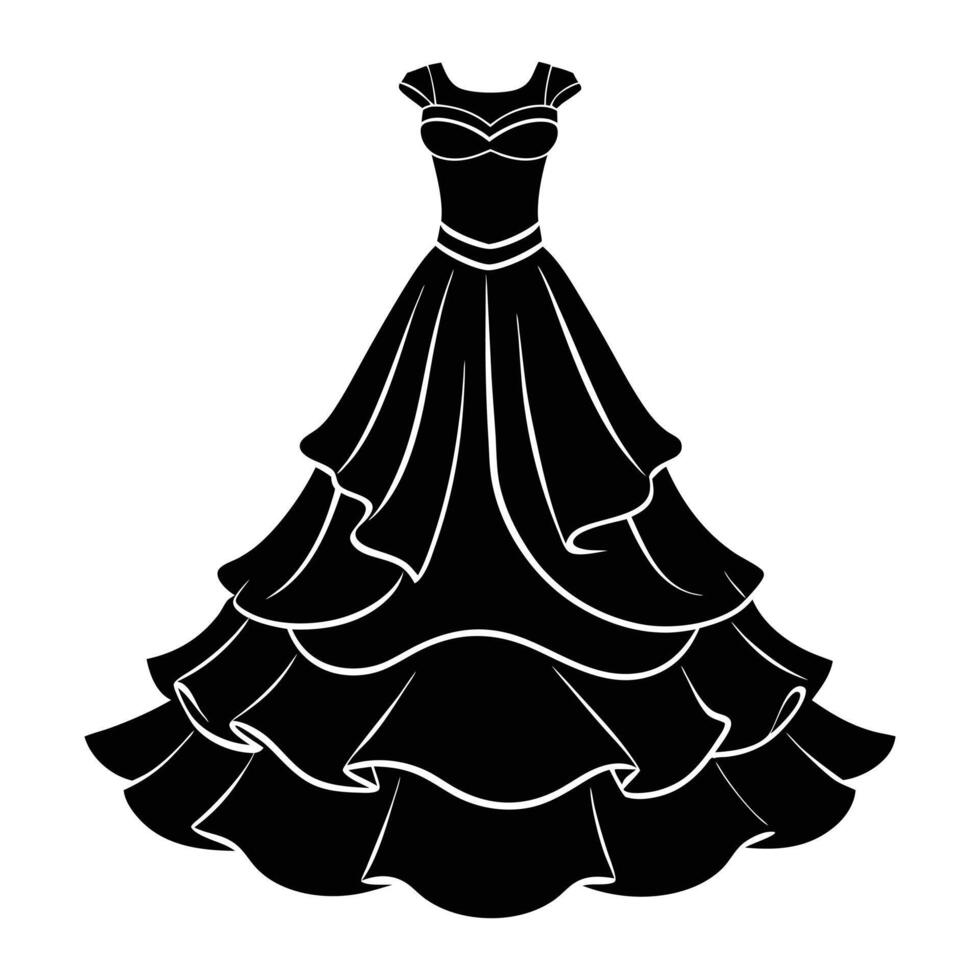 a black and white illustration of a dress icon. vector