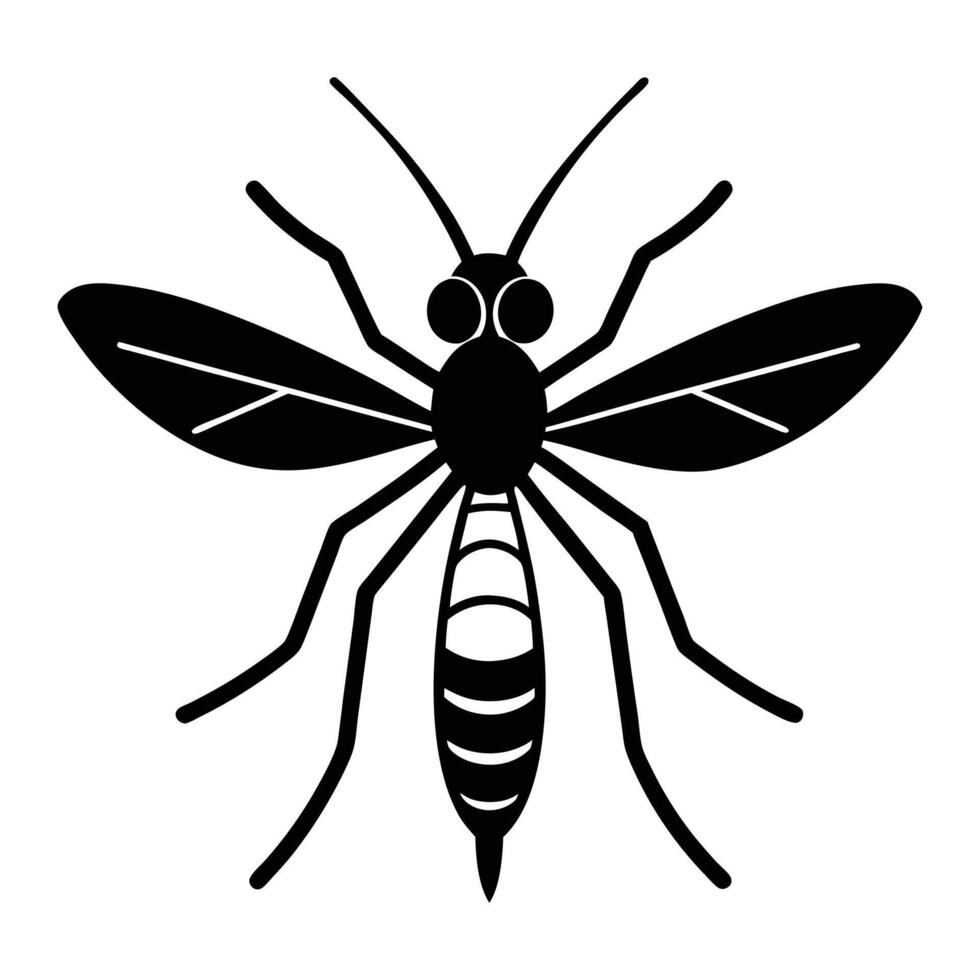 a black and white illustration of a mosquito. vector