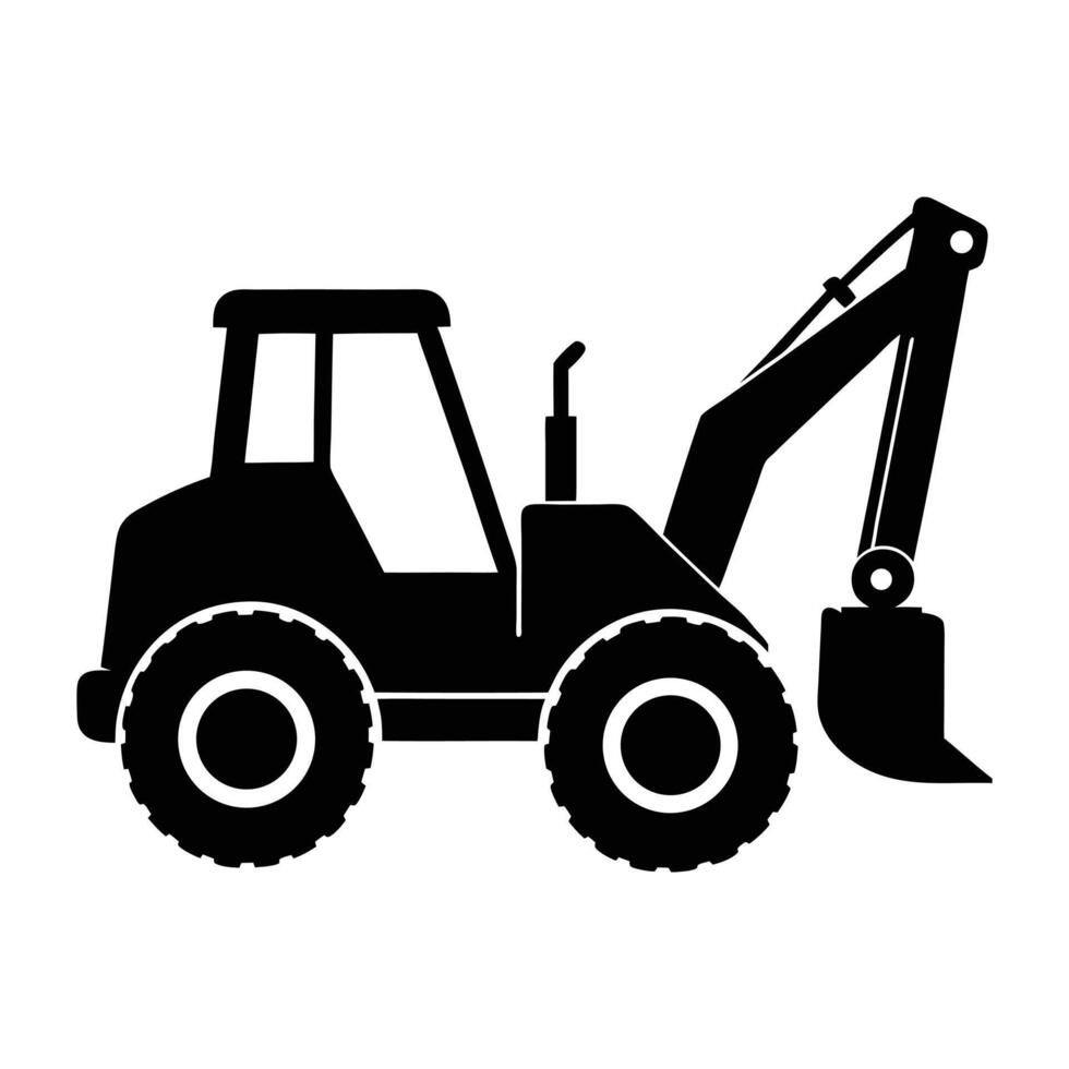 a black and white silhouette of a construction vehicle. vector