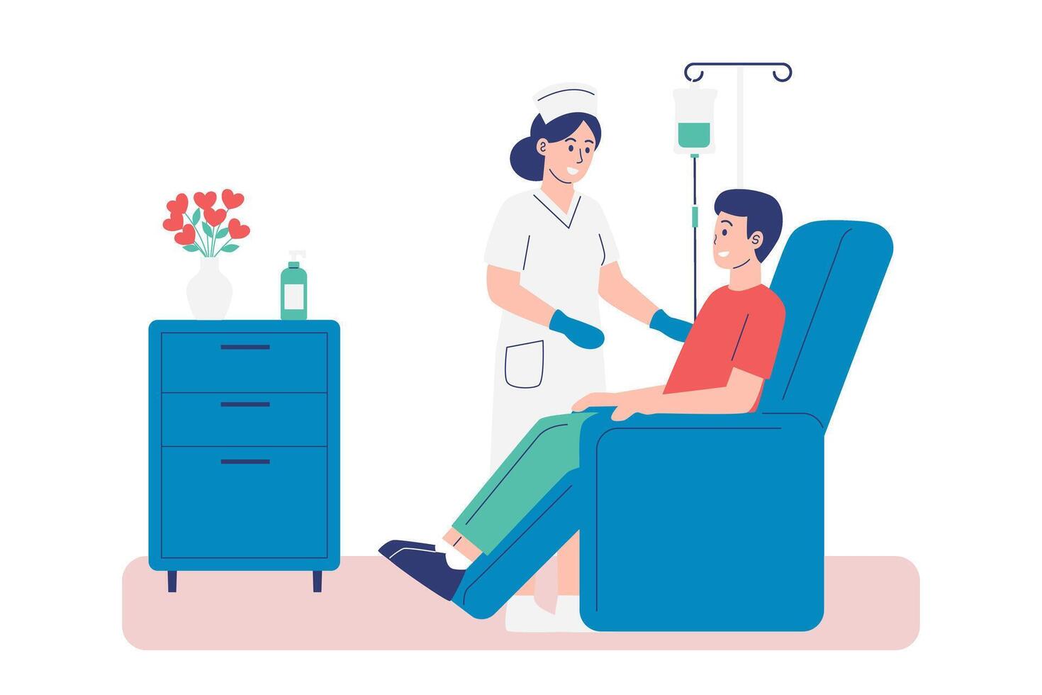Nurse assisting patient in hospital vector
