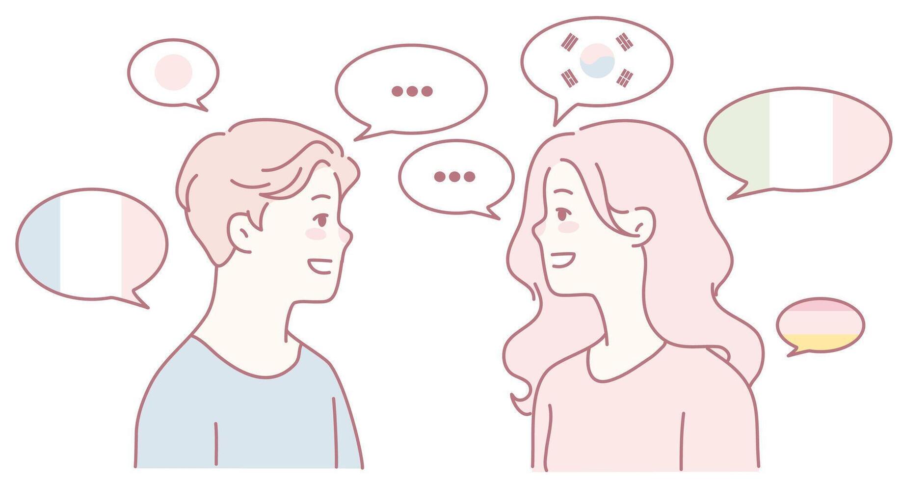 Language exchange between two people vector