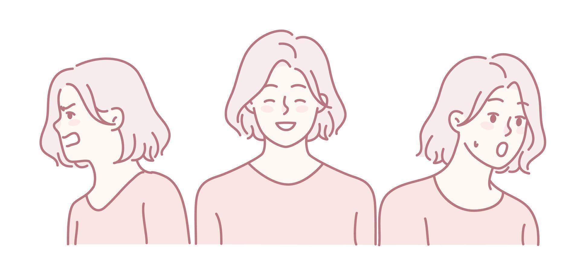 Illustration of three character expressions vector