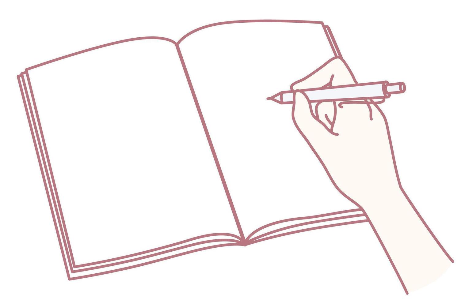 Engaging in the Process of Writing in a Notebook Using a Pen to Capture Thoughts and Ideas vector