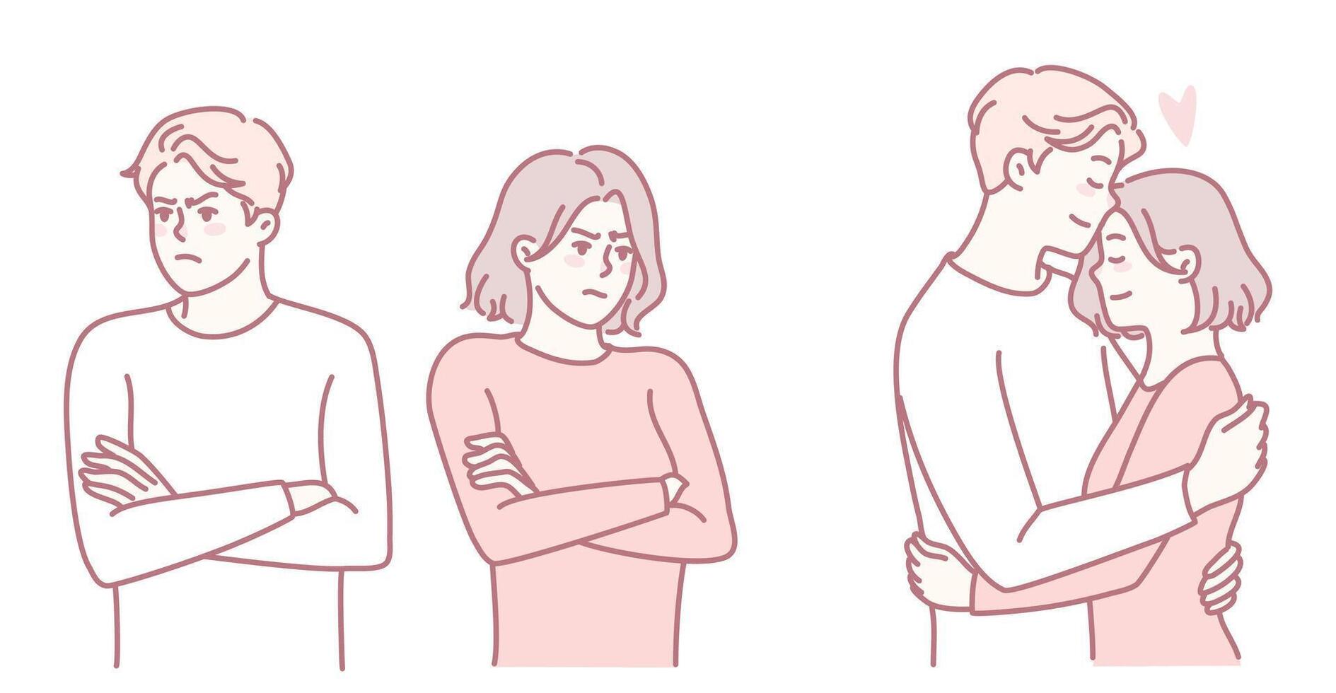Couple experiencing conflict and affection vector