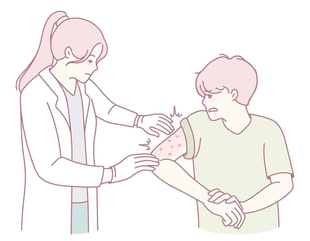 A Child Receiving a Vaccine from a Skilled Healthcare Professional during a Visit to the Clinic vector