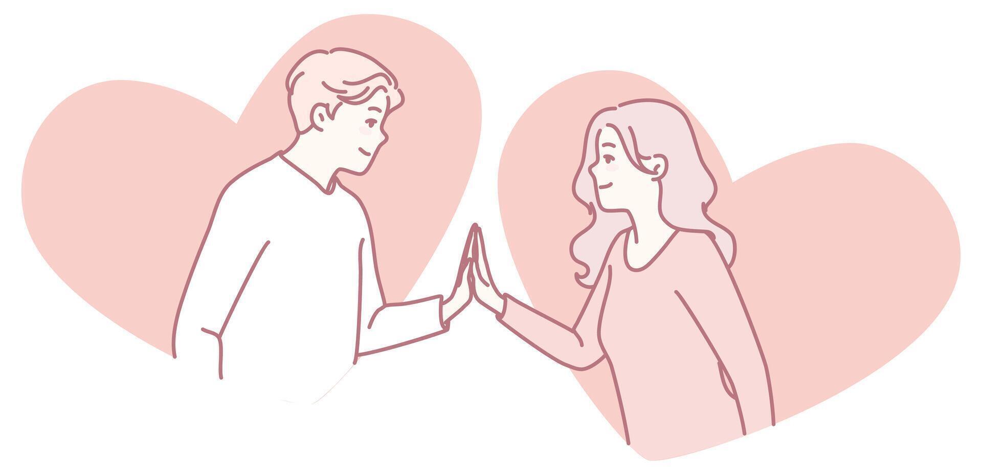 Exploring the Romantic Connection that Exists between a Loving Couple with a Heart Background Design vector