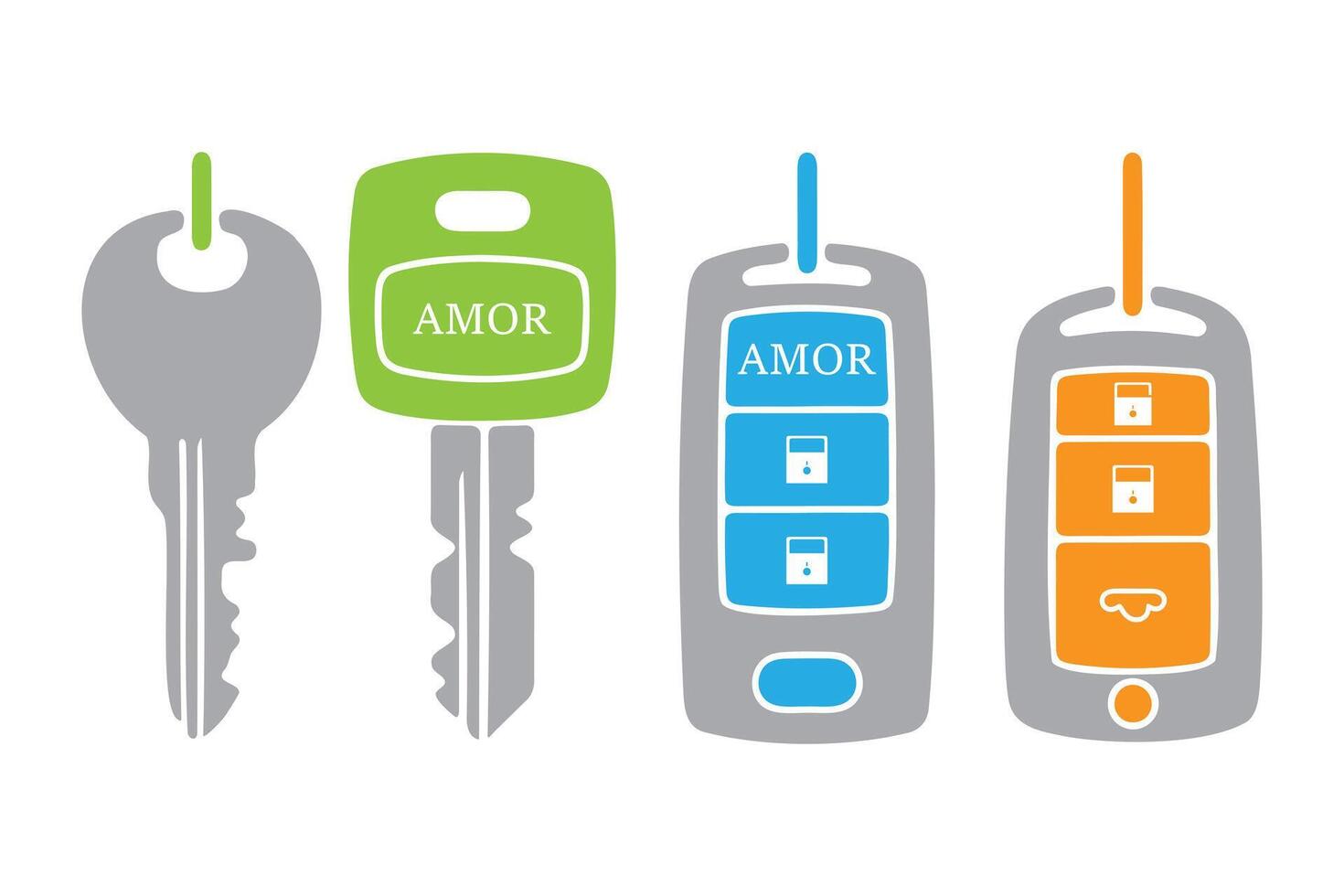 Colorful Car Keys and Remote A Modern Illustration vector