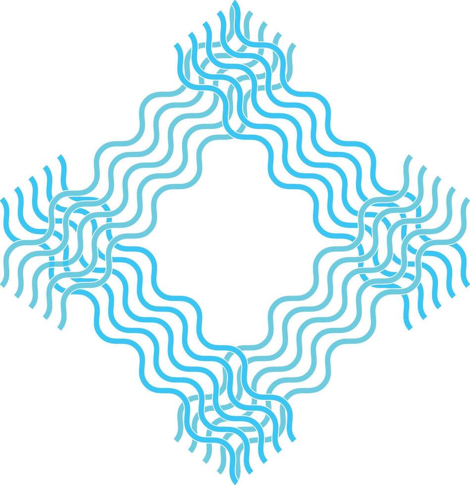 Blue symmetrical wavy line pattern design vector