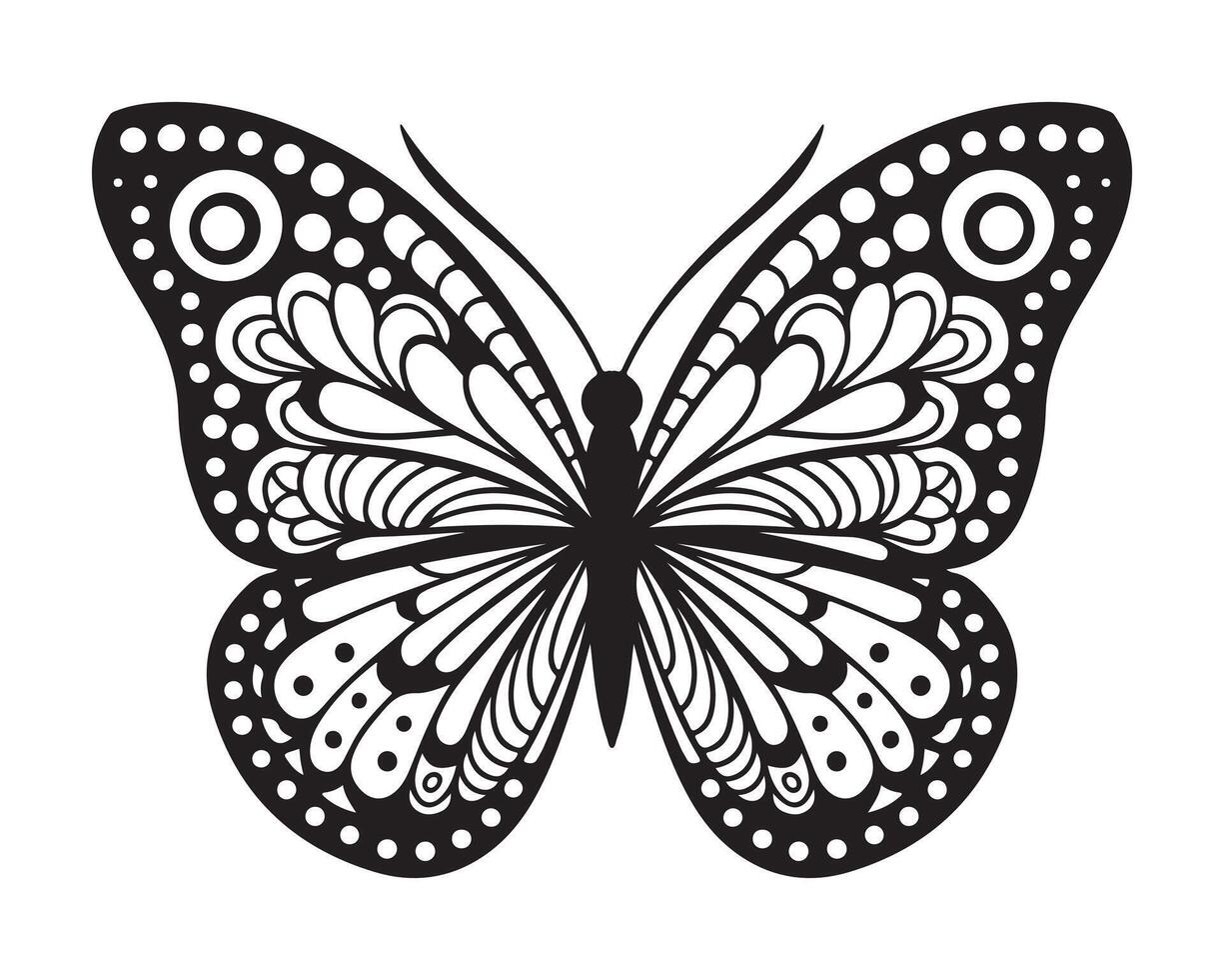 Ornate Butterfly Design for Coloring Books or Decor vector