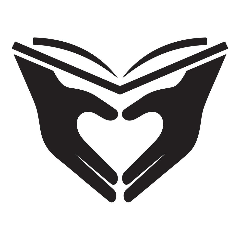 Hands Holding a Book in a Heart Shape Symbol of Love for Reading vector