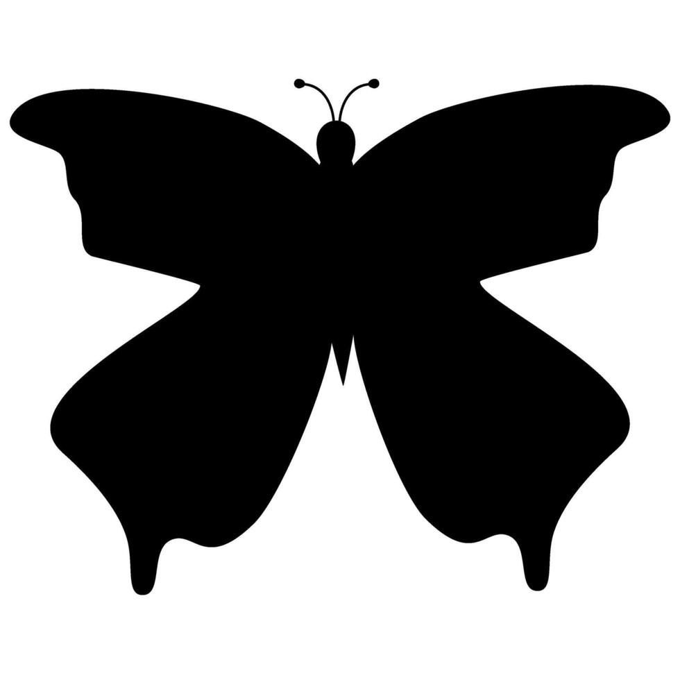Simple flat black flat silhouette butterflies illustration. Black butterflies collection. Silhouettes, isolated vector