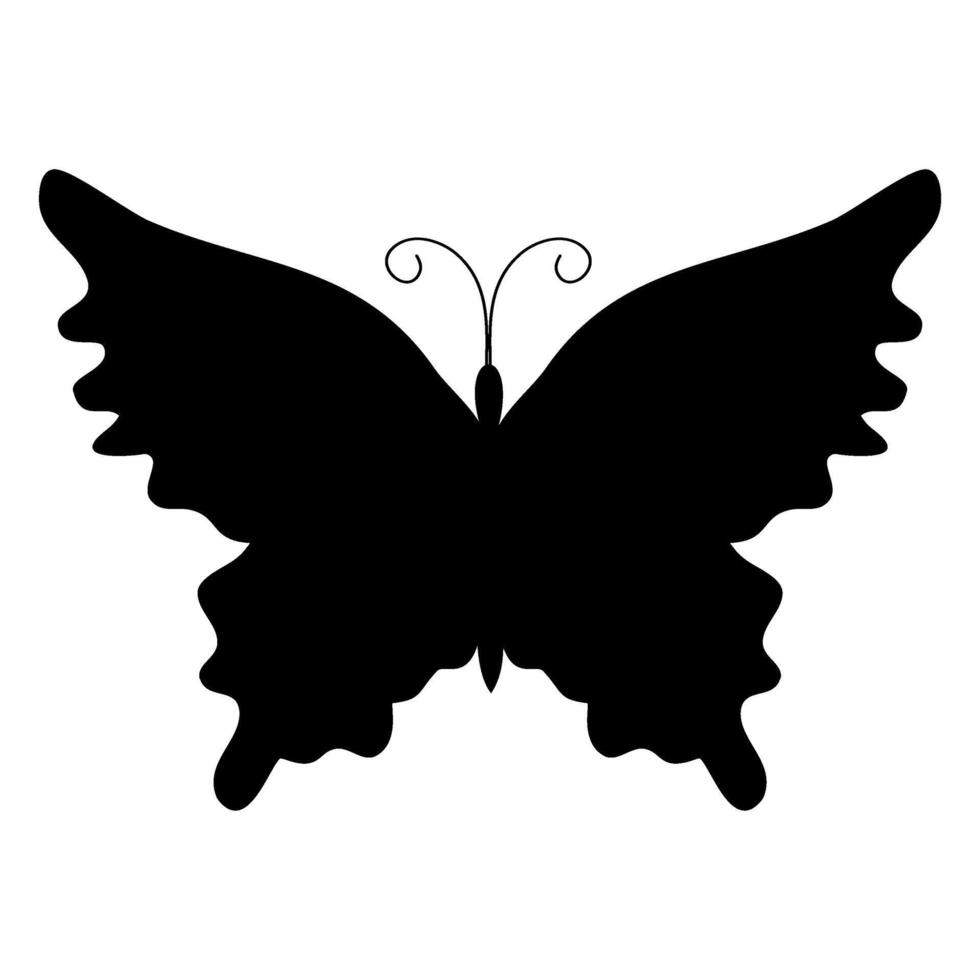 Simple flat black silhouette butterflies illustration. Black butterflies collection. Silhouettes, vector