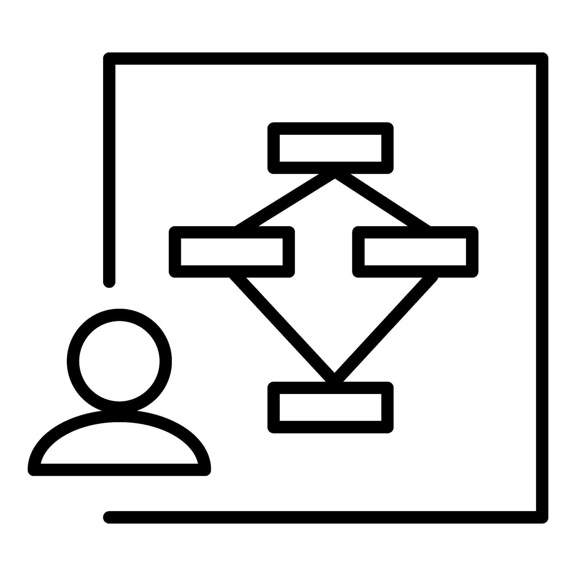 Algorithm, flowchart, strategy thin line icon. Modern illustration ...