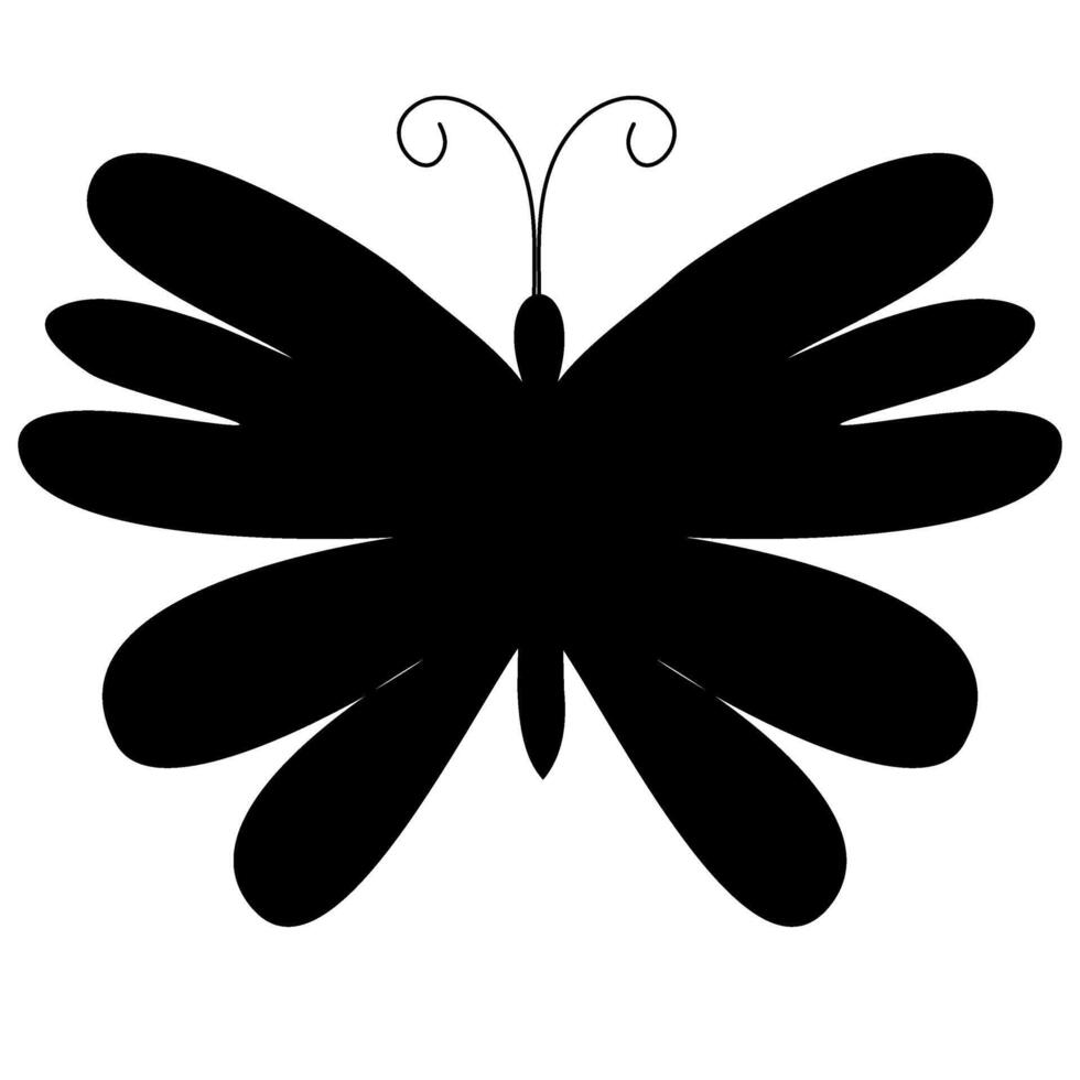 Simple flat monarch balck floralsilhouette butterflies illustration. Black butterflies collection. Silhouettes vector