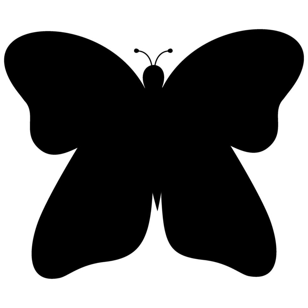 Simple spring flat silhouette butterflies illustration. Black butterflies collection. Silhouettes, vector