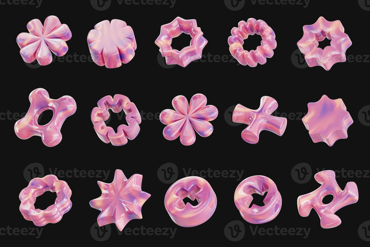 Pastel collection element objects for design pack isolated background 3d rendering photo