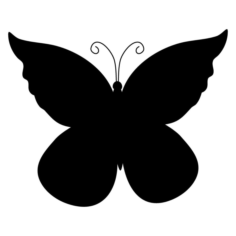 Simple flat illustration silhouette butterflies illustration. Black butterflies collection. Silhouettes, isolated vector