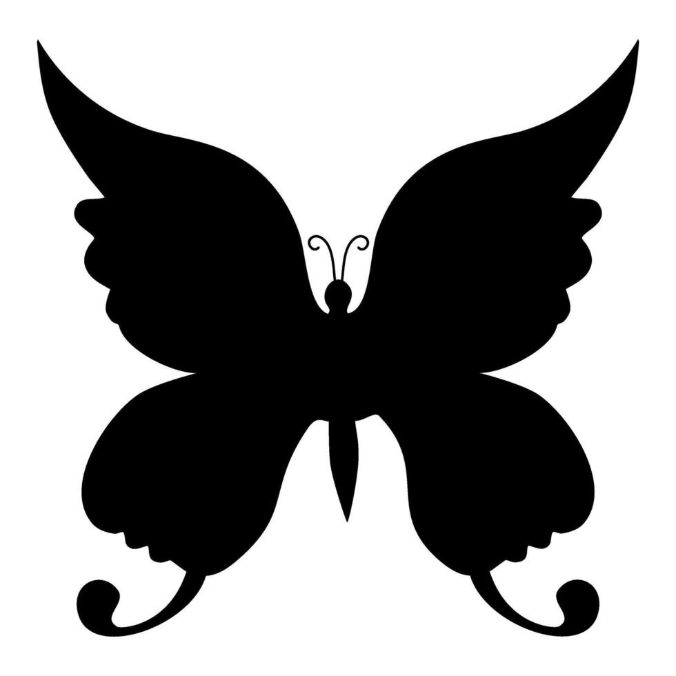Simple flat silhouette butterflies illustration. Black butterflies . Silhouettes, isolated vector